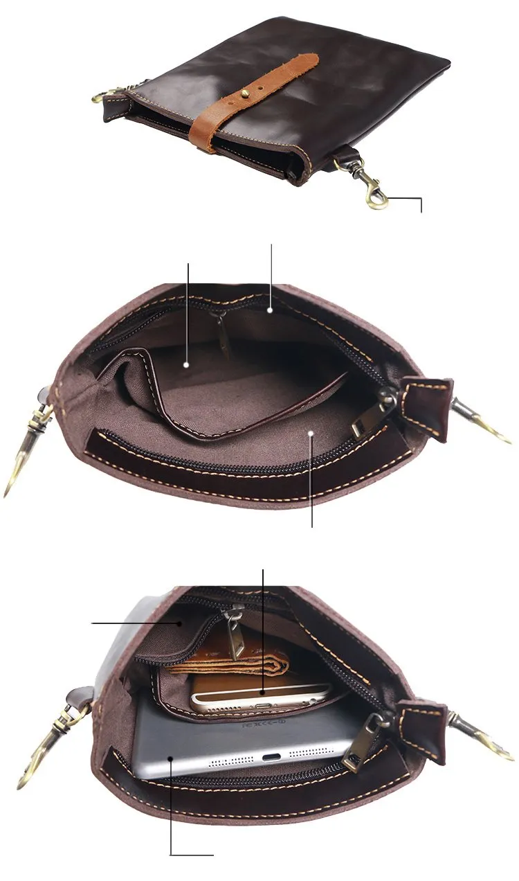 Dark Coffee Leather Mens Small Vertical Courier Bag Messenger Bags Black Small Postman Bag For Men