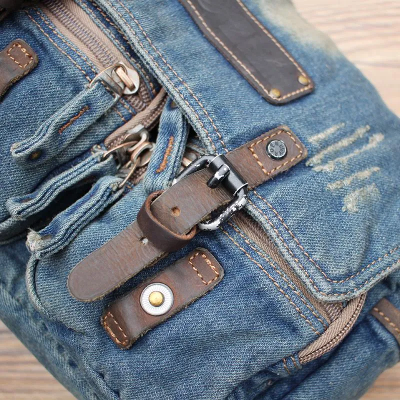 Denim Blue Mens Small Courier Bag Messenger Bag Blue Jean Postman Bag For Men