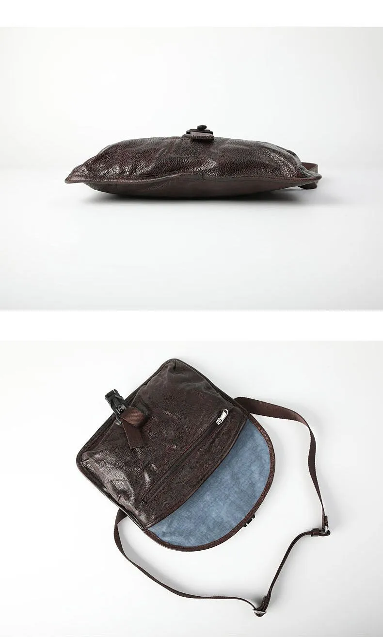 DISTRESSED BROWN LEATHER MEN'S Side BAG 10 inches MESSENGER BAG Leather Coffee Courier BAGs FOR MEN