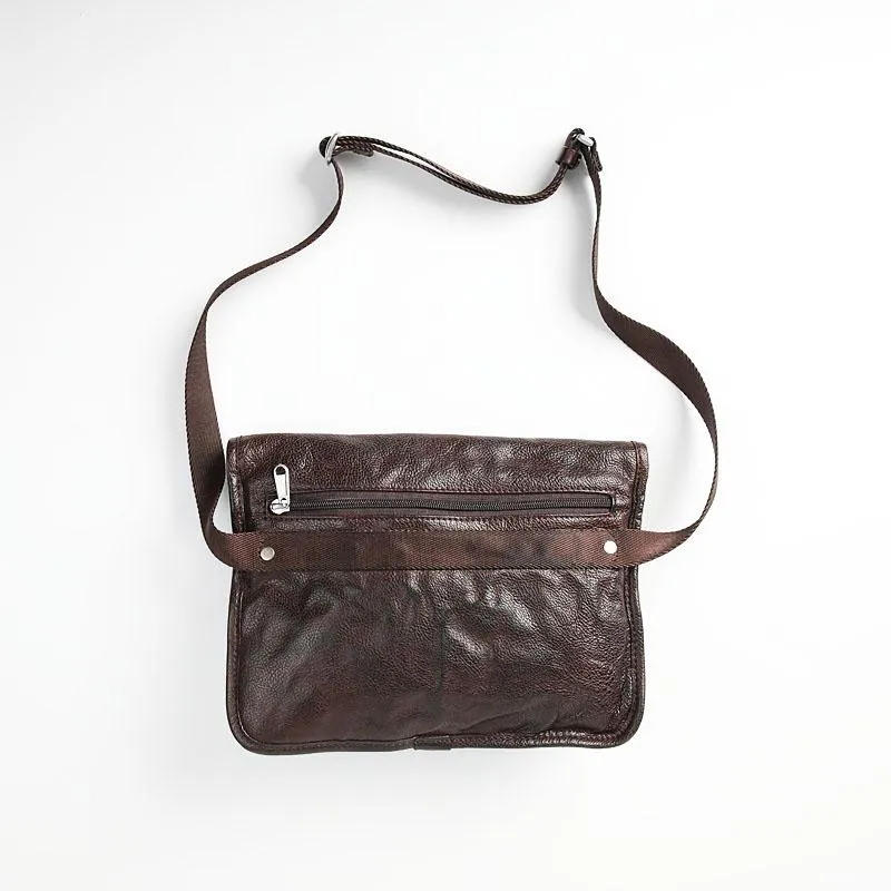 DISTRESSED BROWN LEATHER MEN'S Side BAG 10 inches MESSENGER BAG Leather Coffee Courier BAGs FOR MEN