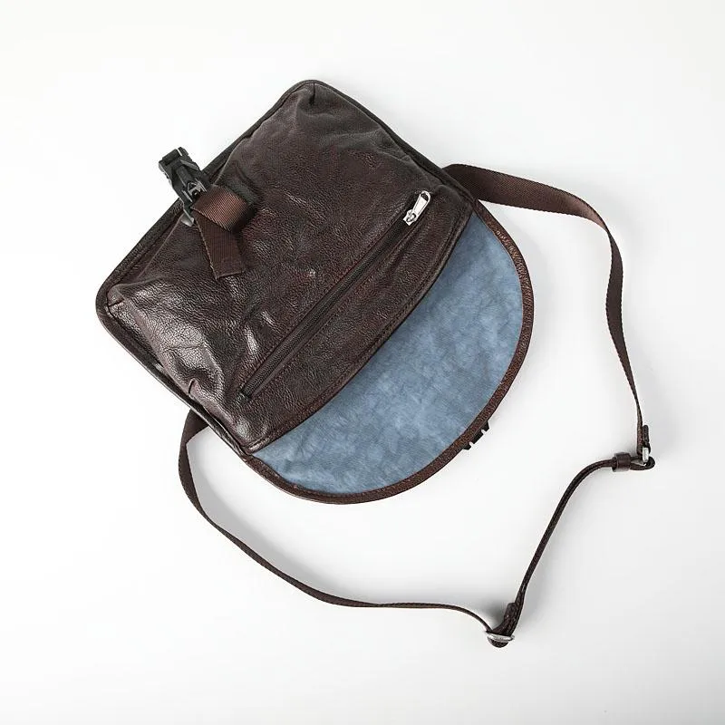 DISTRESSED BROWN LEATHER MEN'S Side BAG 10 inches MESSENGER BAG Leather Coffee Courier BAGs FOR MEN