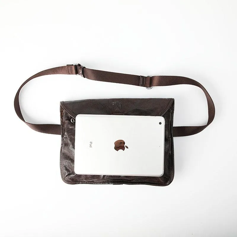 DISTRESSED BROWN LEATHER MEN'S Side BAG 10 inches MESSENGER BAG Leather Coffee Courier BAGs FOR MEN