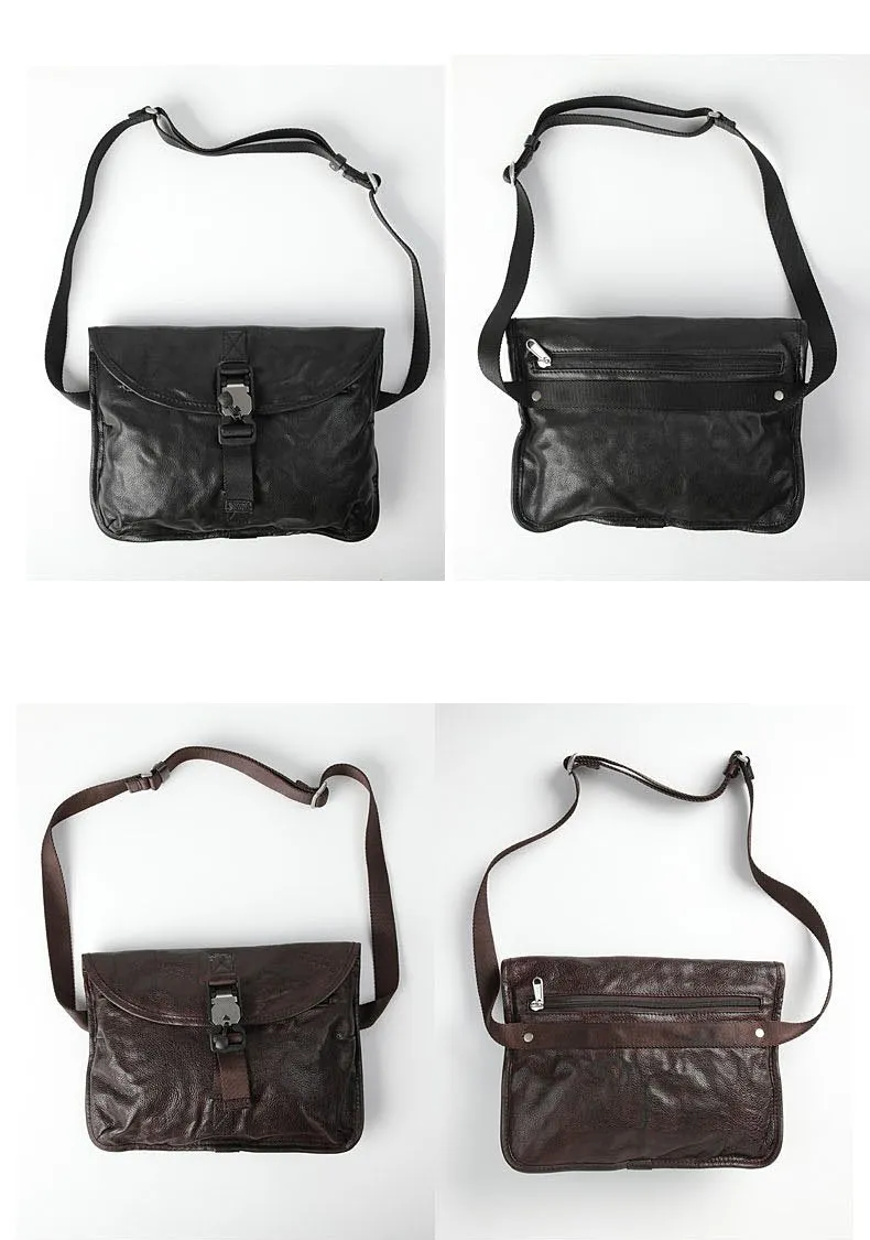 DISTRESSED BROWN LEATHER MEN'S Side BAG 10 inches MESSENGER BAG Leather Coffee Courier BAGs FOR MEN