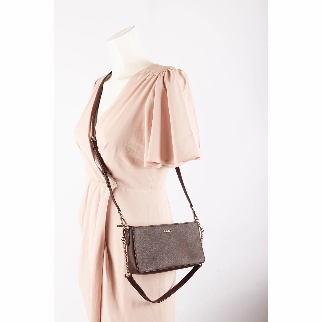 Dkny Burgundy Leather Zip Crossbody Bag