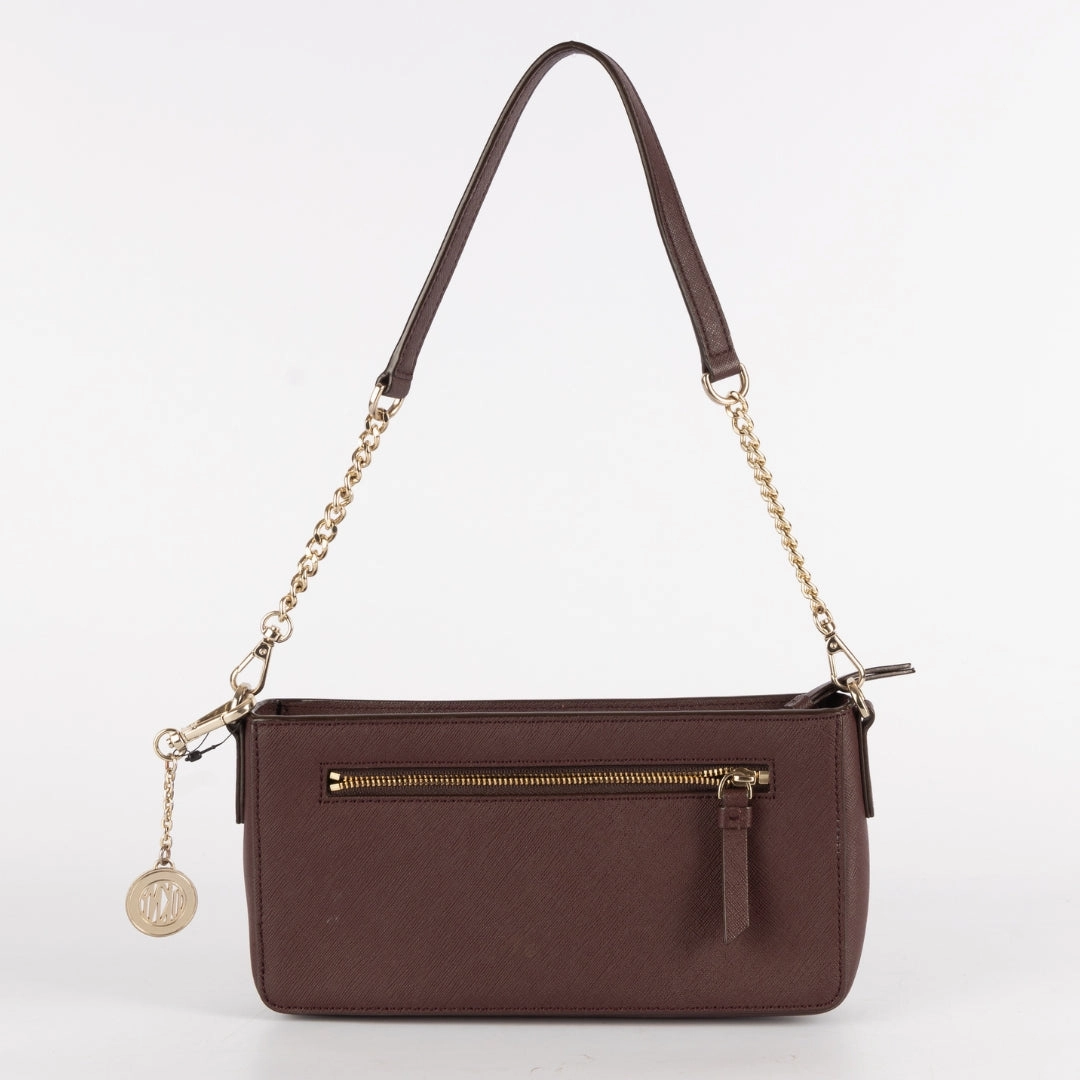 Dkny Burgundy Leather Zip Crossbody Bag