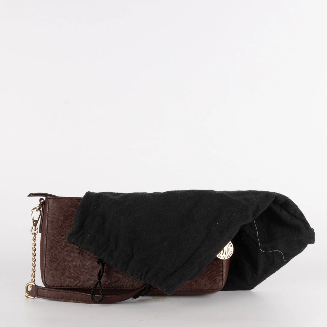 Dkny Burgundy Leather Zip Crossbody Bag