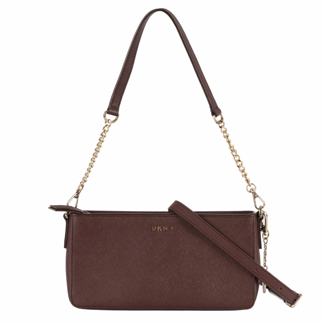 Dkny Burgundy Leather Zip Crossbody Bag