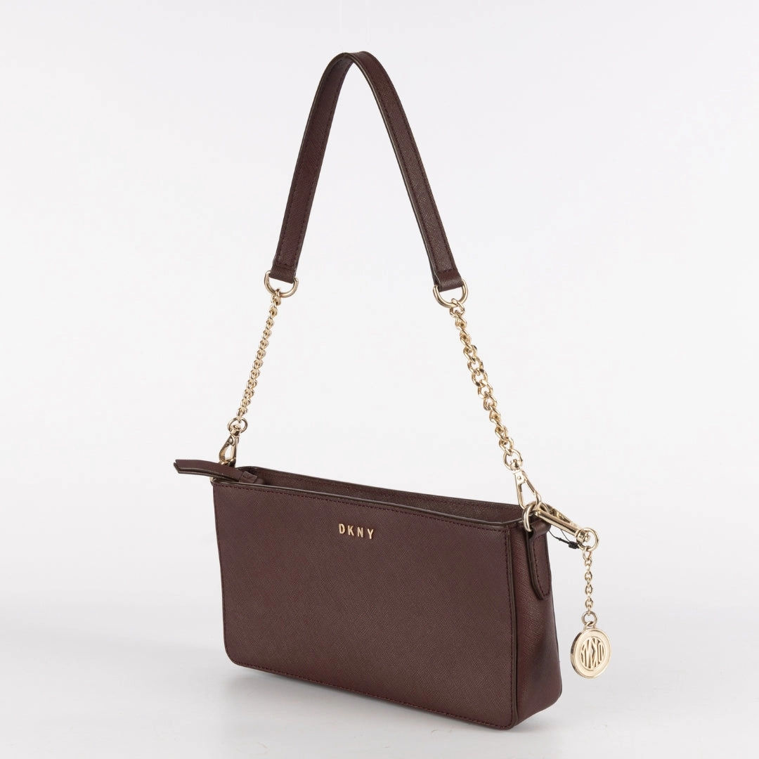 Dkny Burgundy Leather Zip Crossbody Bag