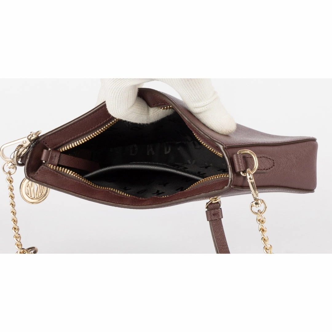Dkny Burgundy Leather Zip Crossbody Bag