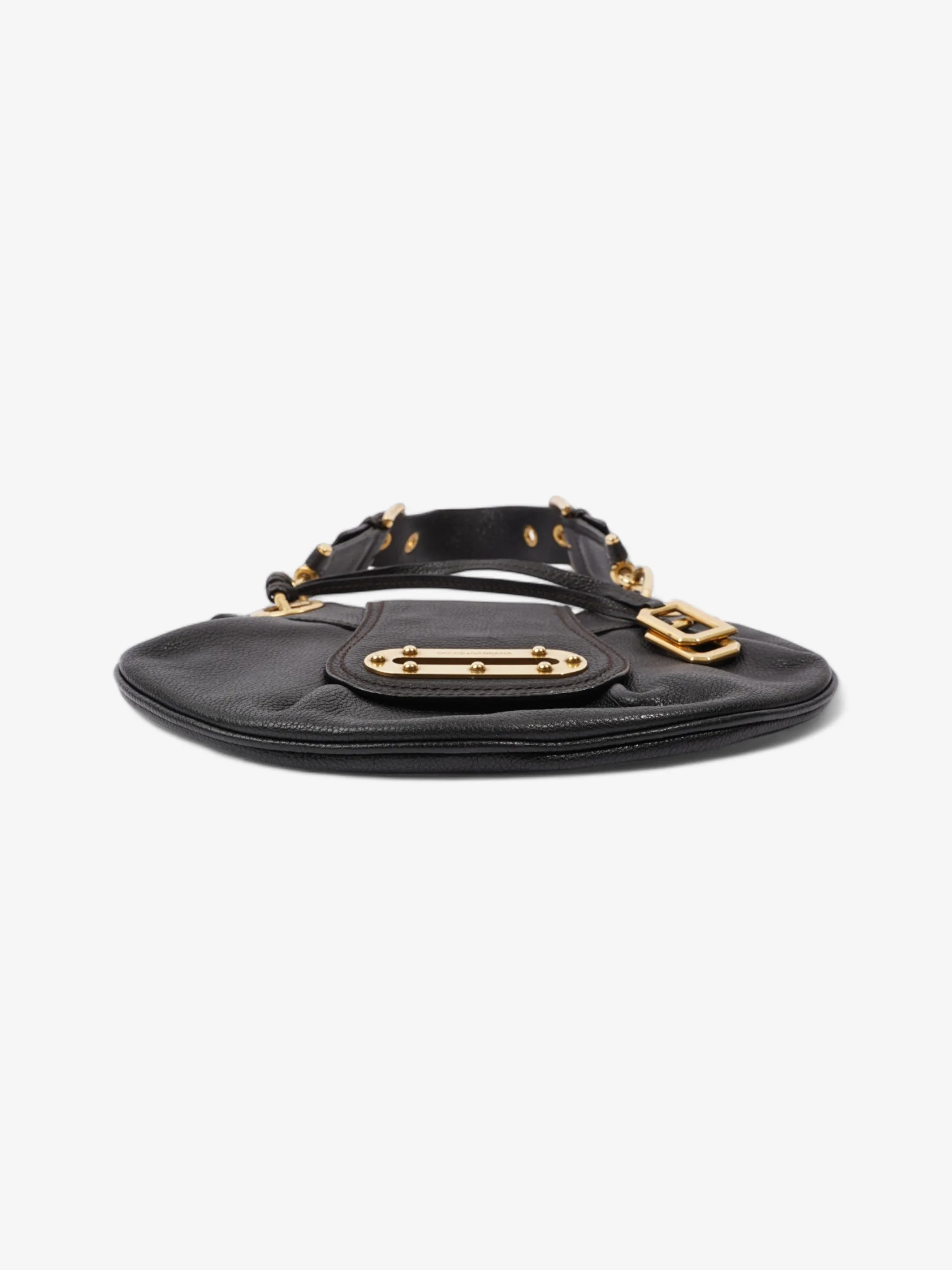 Dolce and Gabbana Chain Linked Shoulder Bag Black Leather
