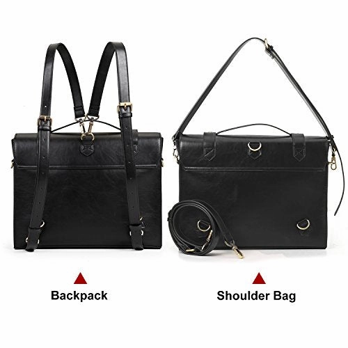 ECOSUSI Ladies Faux Leather Briefcase Shoulder Laptop Messenger Bags Satchel Bag Cambridge Backpack