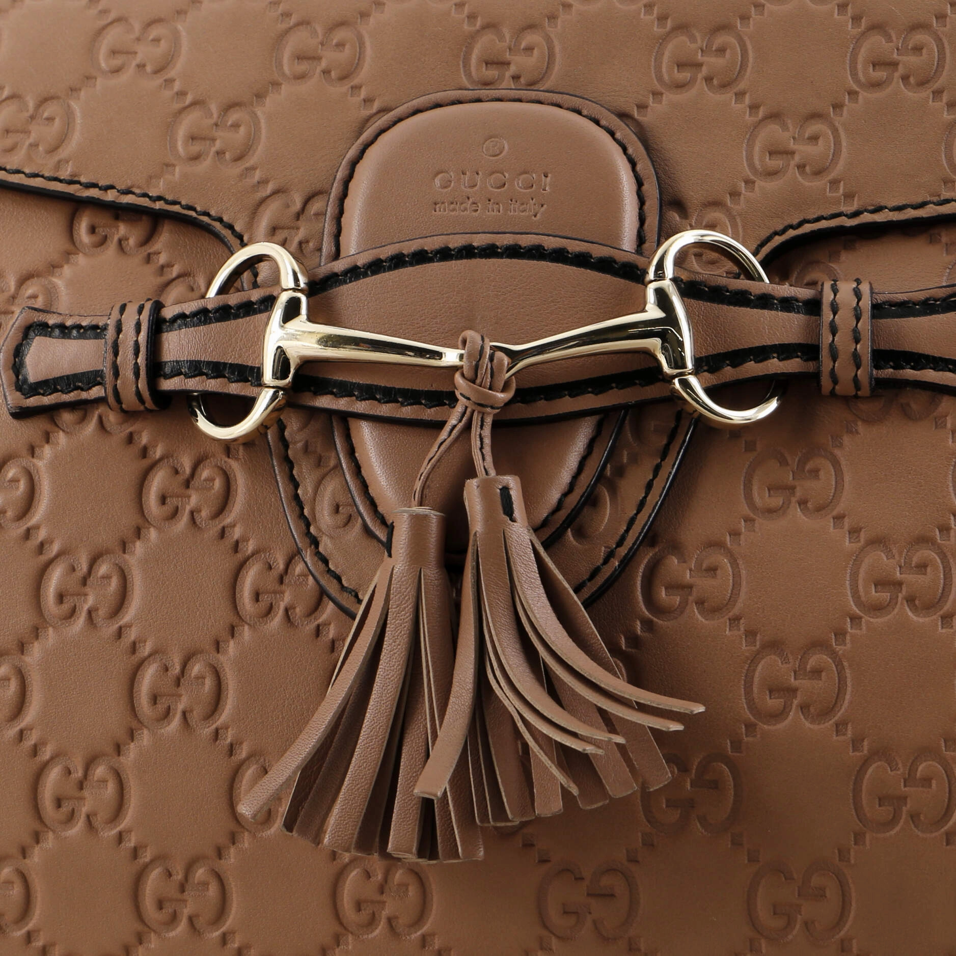 Emily Chain Flap Shoulder Bag Guccissima Leather Large