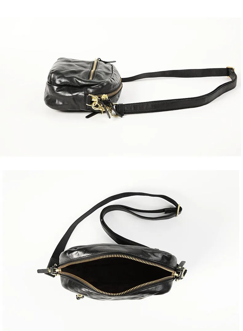 FASHION BROWN LEATHER MEN'S Small Side Bags MESSENGER BAG BLACK Black Courier Bag FOR MEN