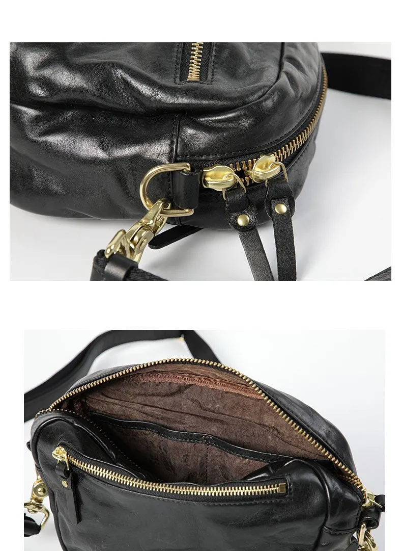 FASHION BROWN LEATHER MEN'S Small Side Bags MESSENGER BAG BLACK Black Courier Bag FOR MEN