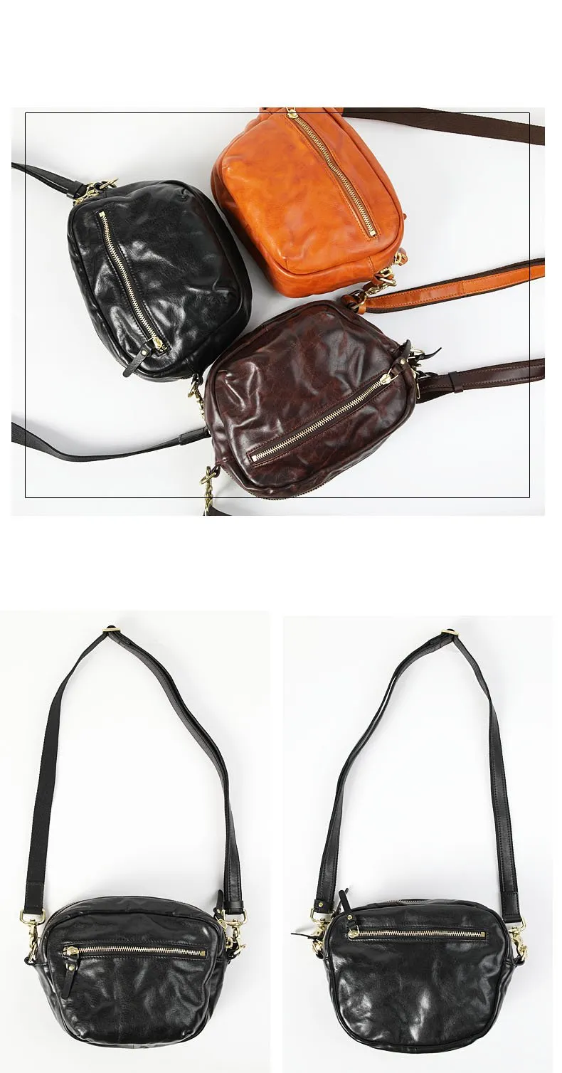 FASHION BROWN LEATHER MEN'S Small Side Bags MESSENGER BAG BLACK Black Courier Bag FOR MEN