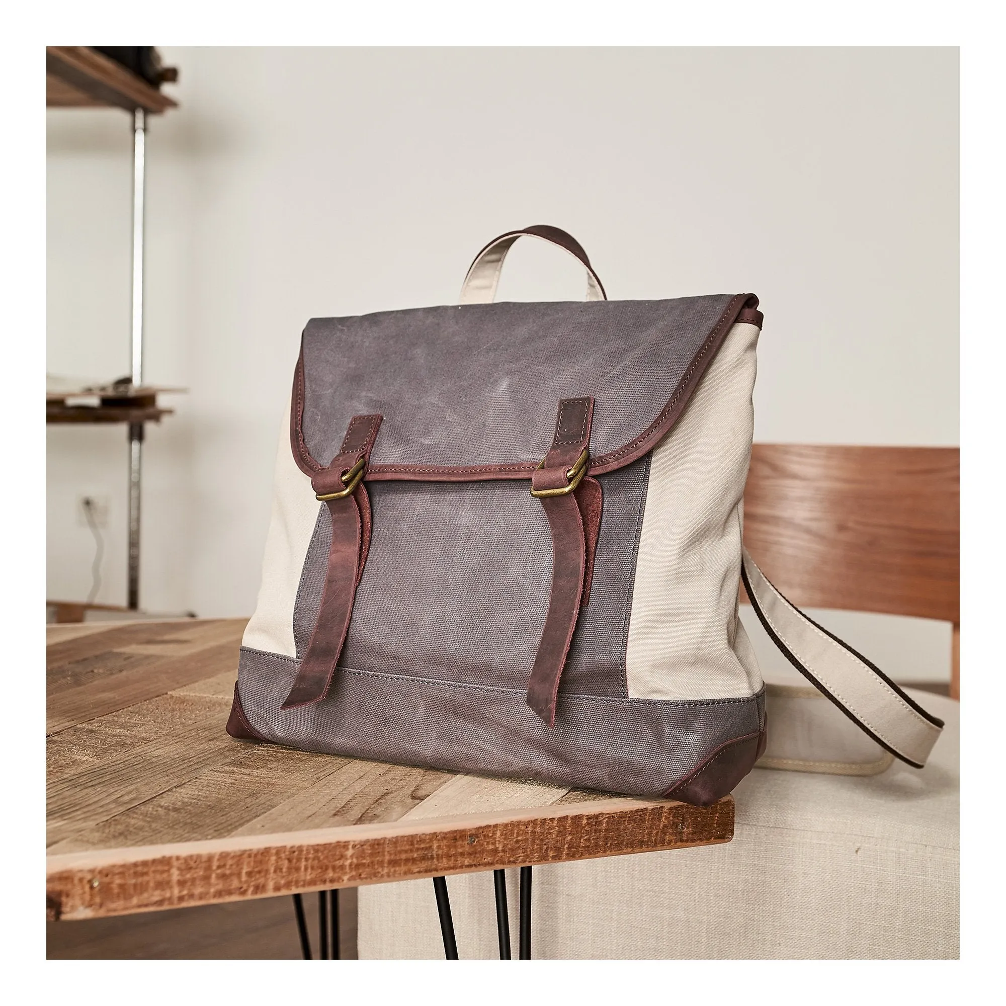 Fashion Canvas Leather Mens 14'' Satchel Messenger Bags Courier Bag College Postman Bag for Men
