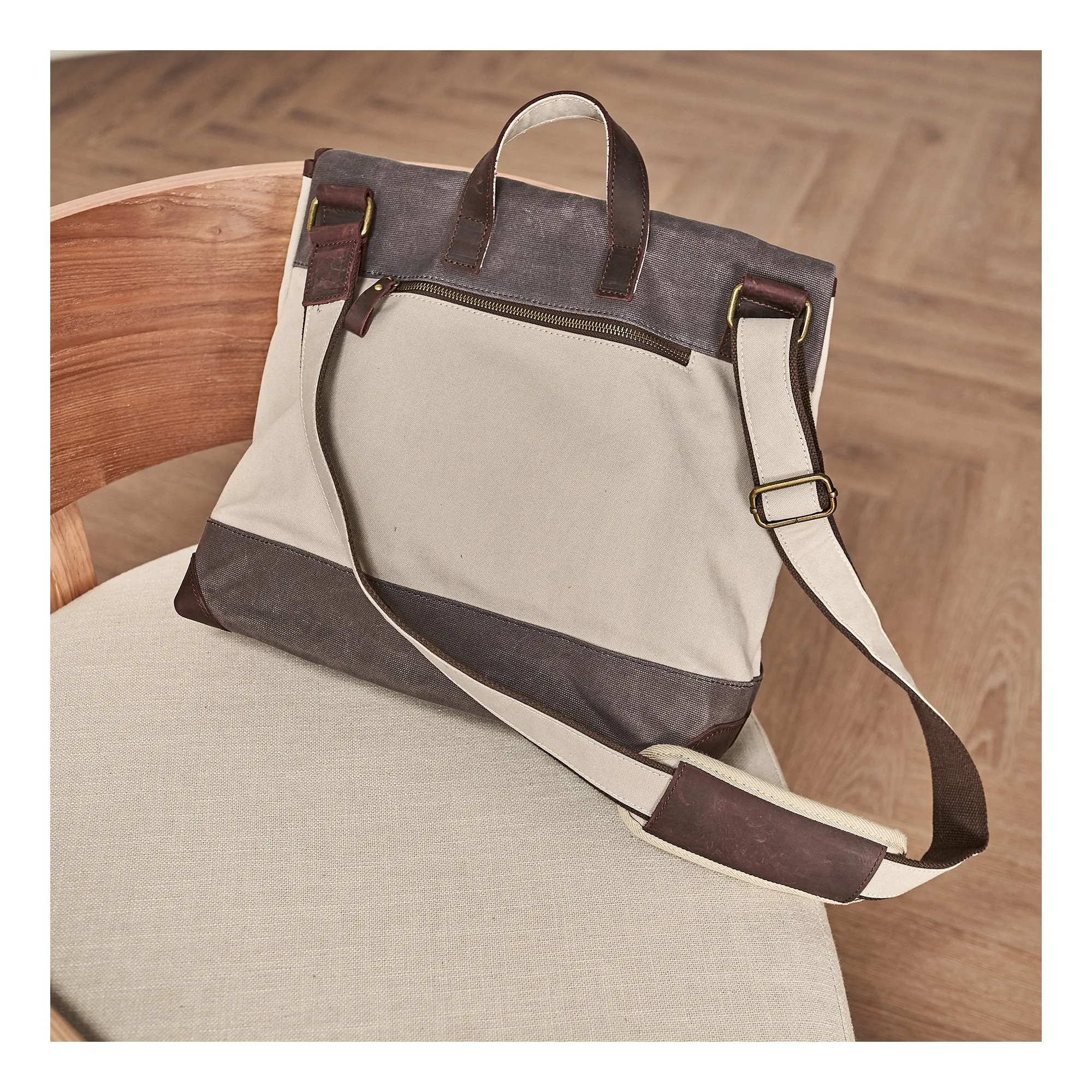 Fashion Canvas Leather Mens 14'' Satchel Messenger Bags Courier Bag College Postman Bag for Men