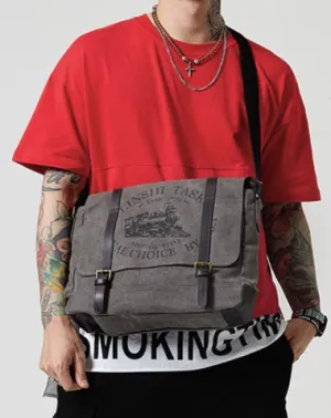 Fashion Canvas Leather Mens Side Bags Messenger Bags Khaki Canvas Courier Bag for Men