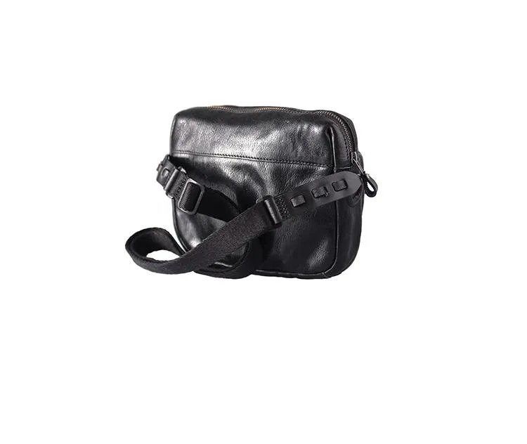 Fashion Simple Black Small Leather Men Side Bag Tan Messenger Bag Courier Bag For Men