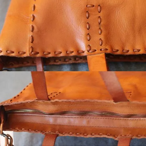 Fashion Womens Brown Leather Tote Shoulder Bag Soft Leather Tote Work Handbag for Women