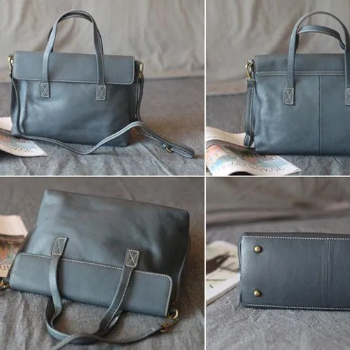 Fashion Womens Gray Leather Handbags Work Bag Womens Gray Shoulder Bags Crossbody Bag For Work