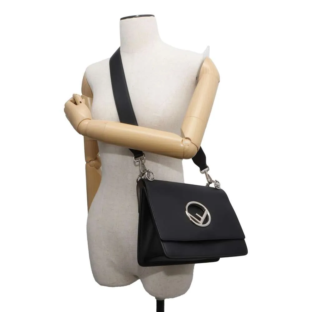 FENDI Canayef 2way Shoulder Bag Black 8BT284 Leather