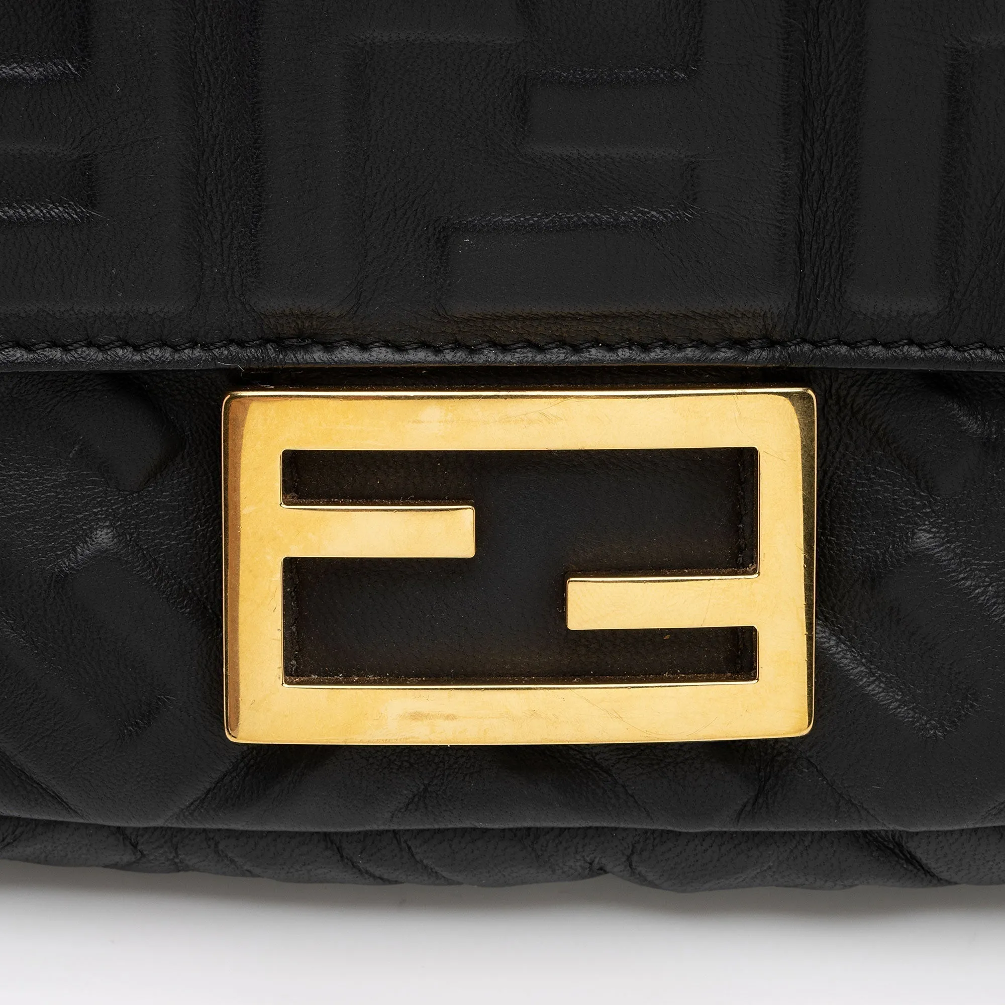 Fendi FF Embossed 1974 Mini Baguette Shoulder Bag
