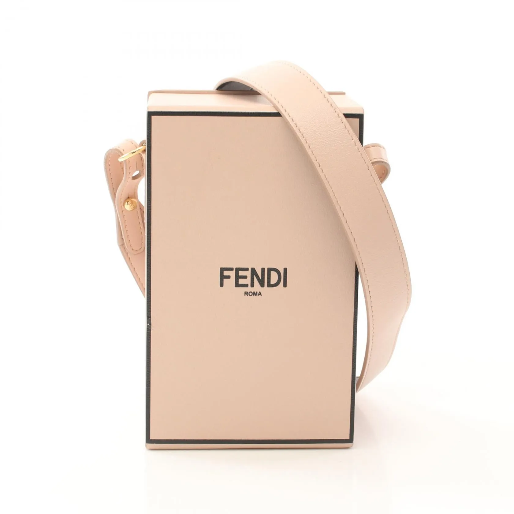 Fendi Leather Box Shoulder Bag Pink