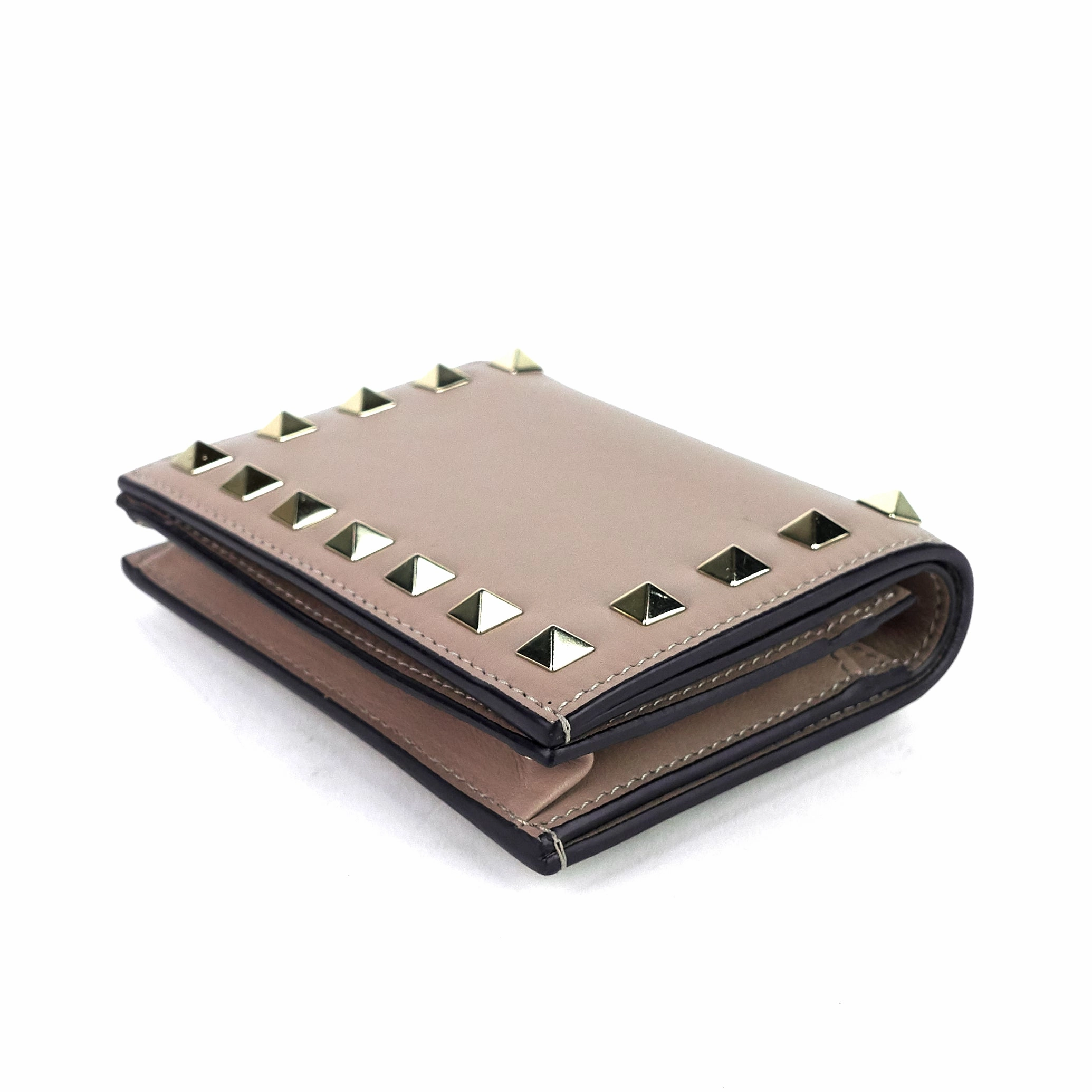 French Flap Rockstud Small Calf Leather Wallet