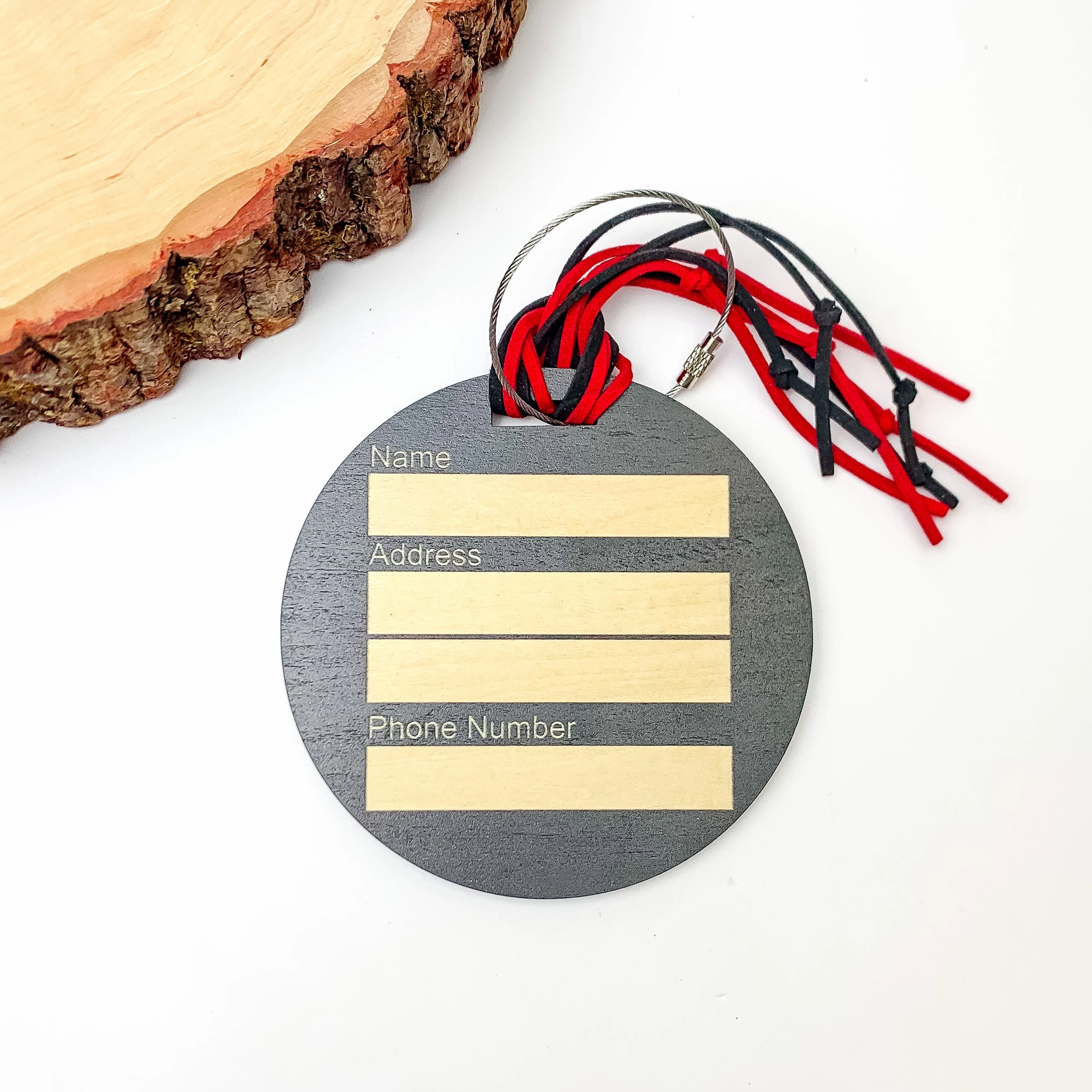 Game Day Luggage Tag in Red With Black Details