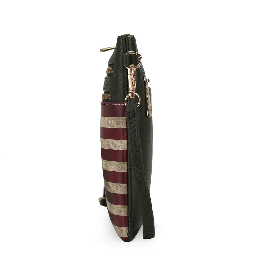 Genesis Printed Flag Vegan Leather Womens Crossbody Bag