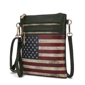 Genesis Printed Flag Vegan Leather Womens Crossbody Bag