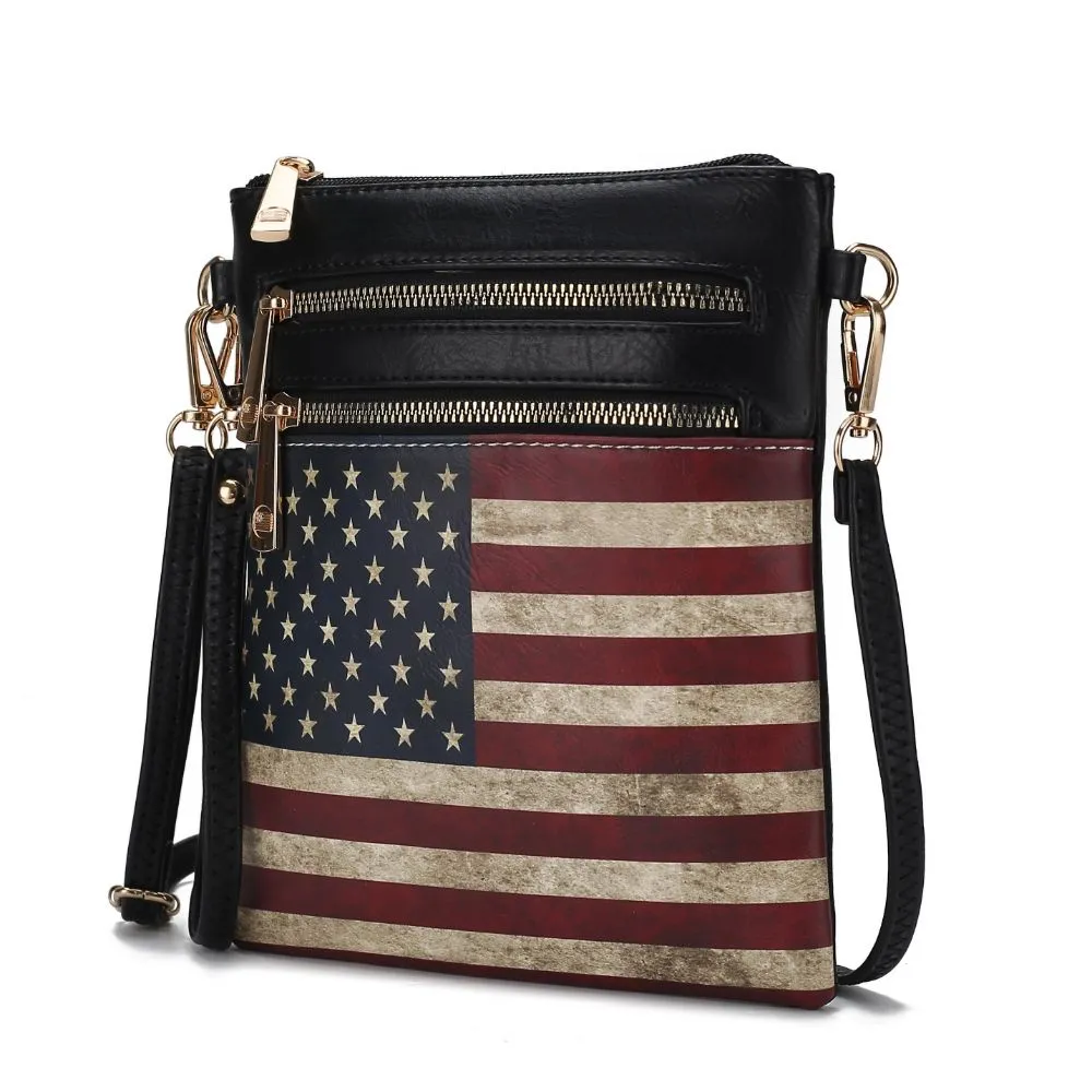 Genesis Printed Flag Vegan Leather Womens Crossbody Bag