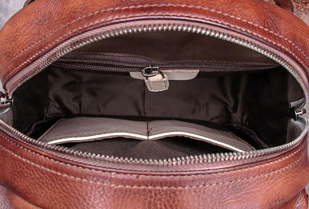 Genuine handmade Leather backpack bag rivet shoulder bag women leather purse