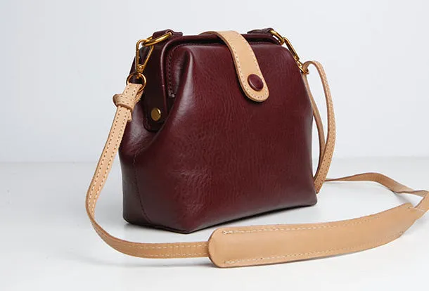 Genuine Leather Cute Doctor Bag Crossbody Bag Shoulder Bag Women Girl Fashion Leather Purse
