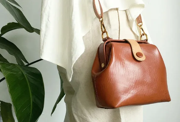 Genuine Leather Cute Doctor Bag Crossbody Bag Shoulder Bag Women Girl Fashion Leather Purse