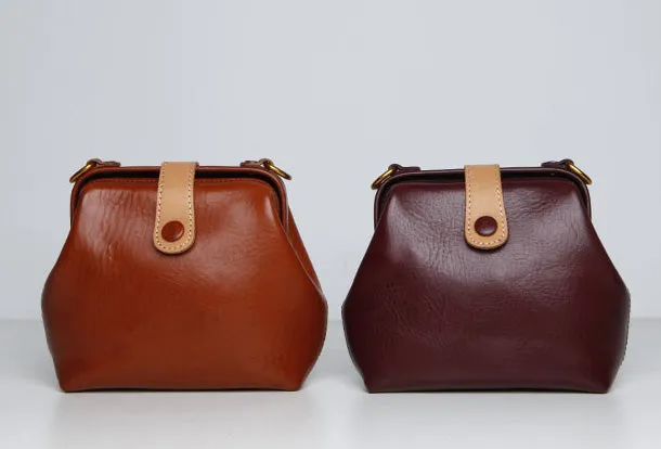 Genuine Leather Cute Doctor Bag Crossbody Bag Shoulder Bag Women Girl Fashion Leather Purse