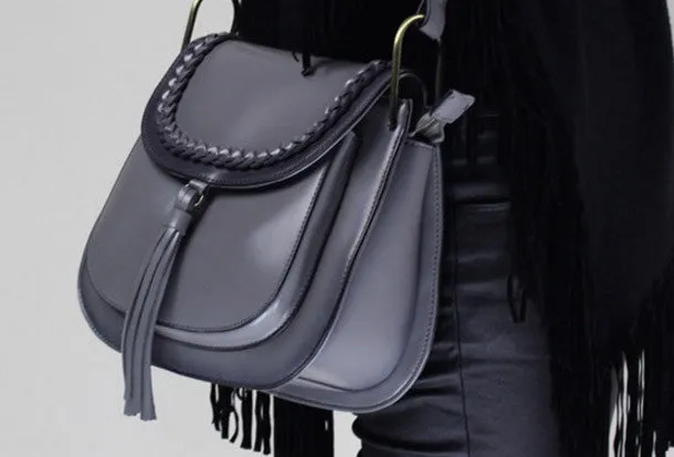 Genuine Leather handbag shoulder bag black red for women leather crossbody bag