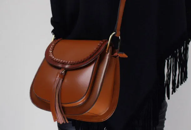 Genuine Leather handbag shoulder bag black red for women leather crossbody bag