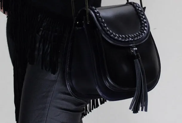 Genuine Leather handbag shoulder bag black red for women leather crossbody bag