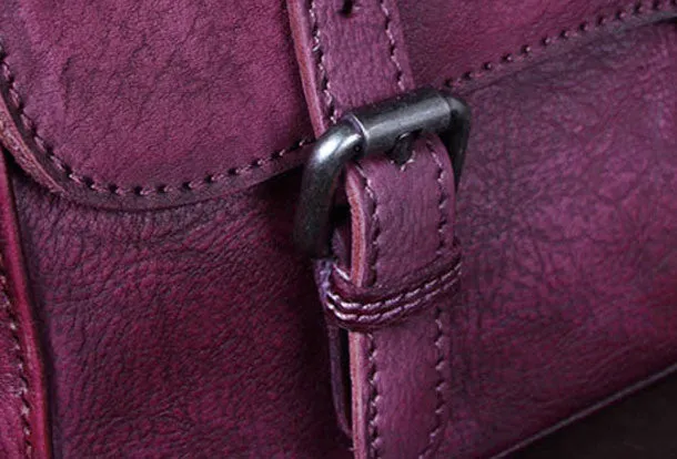 Genuine Leather Handbag Vintage Satchel Crossbody Bag Cube Shoulder Bag Purse For Women