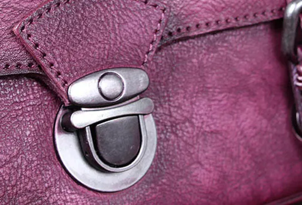 Genuine Leather Handbag Vintage Satchel Crossbody Bag Cube Shoulder Bag Purse For Women