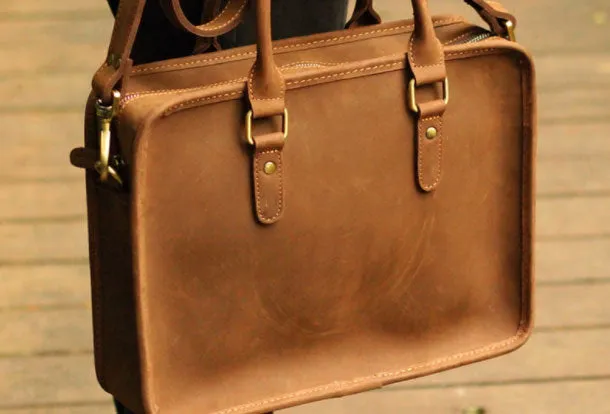 Genuine Leather Mens Briefcase Messenger Bag Laptop Bag Shoulder Bag for men