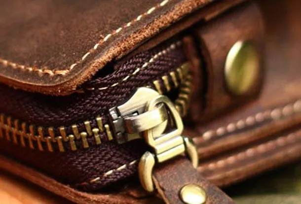 Genuine Leather Mens Cool Clutch Messenger Bag Folded Wristlet Purse Bike Bag Cycling Bag For Men