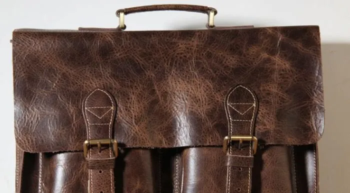 Genuine Leather Mens Cool Messenger Bag Briefcase Work Bag Laptop Bag for men