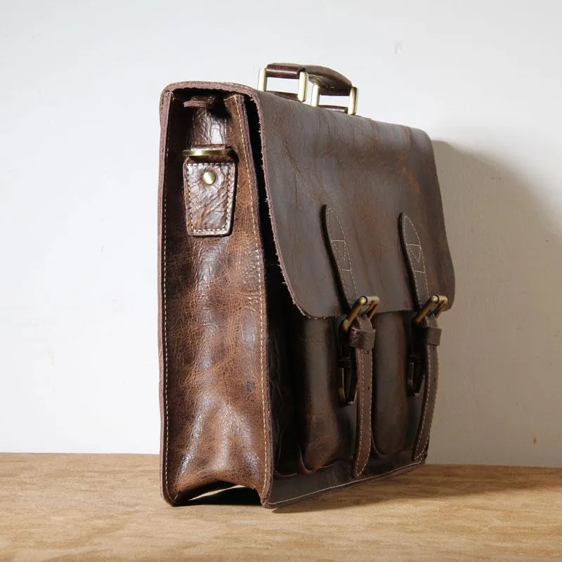 Genuine Leather Mens Cool Messenger Bag Briefcase Work Bag Laptop Bag for men