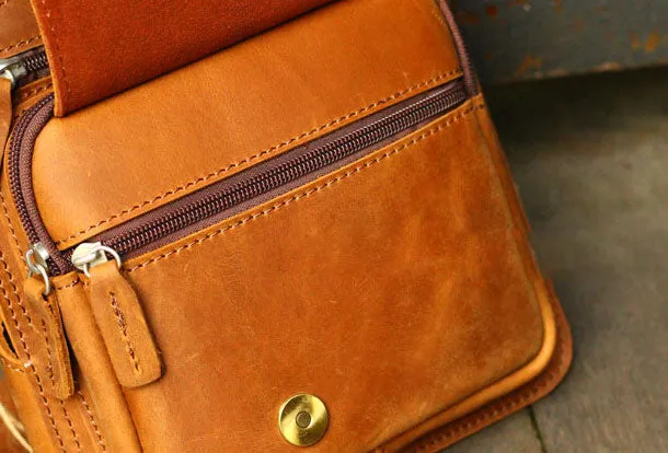 Genuine Leather Mens Cool Messenger Bag iPad Bag Chest Bag Bike Bag Cycling Bag For Men