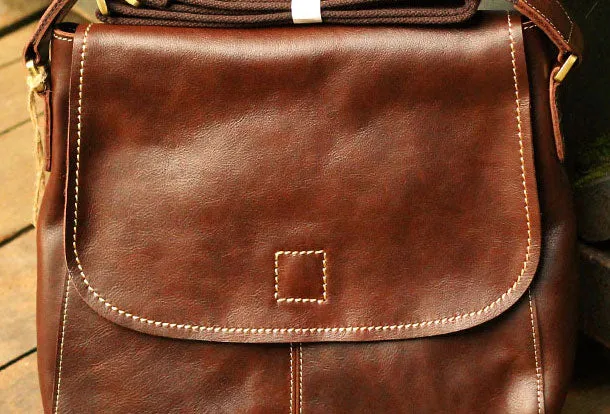 Genuine Leather Mens Cool Messenger Bag iPad Bag Chest Bag Bike Bag Cycling Bag For Men