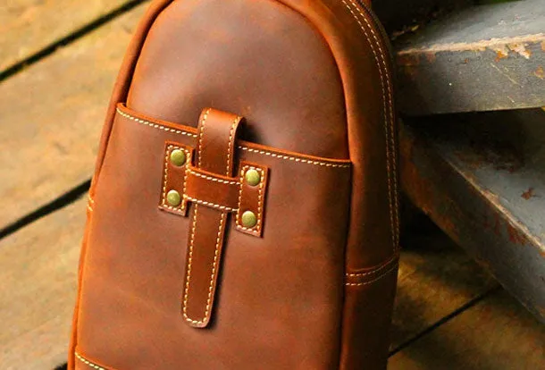Genuine Leather Mens Cool Messenger Bag iPad Bag Chest Bag Bike Bag Cycling Evelope Cluth Bag For Men