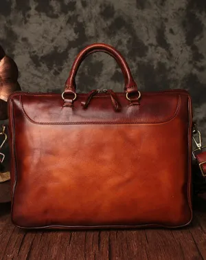 Genuine Leather Mens Handbag Vintage Handmade Briefcase Bag Messenger Bag Shoulder Bag Laptop Bag